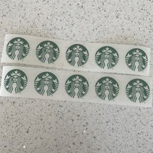 (10) MINIATURE AUTHENTIC STARBUCKS NEW LOGO STICKERS. 1.5” TRANSPARENT